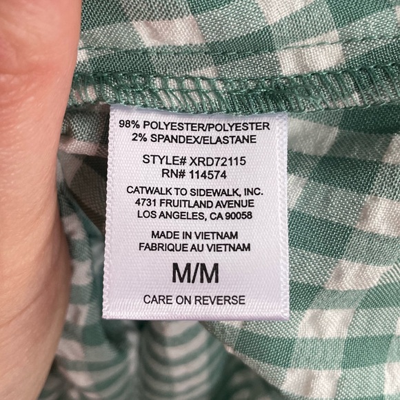 NWT * Pleione Puff Shoulder Ruffle Checkered Dress Size Medium Gingham print - Picture 15 of 15